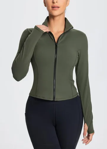 Vista 3 de BALEAF Chaquetas cortas de entrenamiento con cremallera para mujer, suaves, atléticas, para correr, gimnasio, yoga, con agujeros para el pulgar