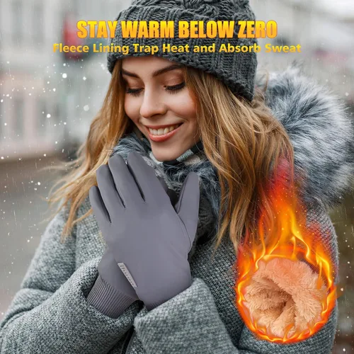 Vista 2 de ihuan Guantes de invierno para hombres y mujeres guantes de clima frío para correr ciclismo guantes impermeables para nieve cálidos dedos