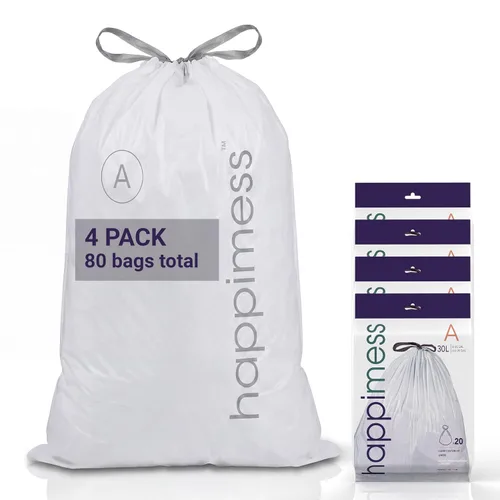 Vista 25 de happimess Bolsas de basura con cordón de 8 galones (30 litros), sin perfume, transparentes, resistentes para cocina y hogar, ajuste personalizado