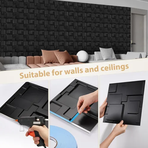 Vista 3 de Heikki Paquete de 30 paneles de pared 3D para decoración de pared interior, paneles de pared con textura de flores de PVC para sala de estar