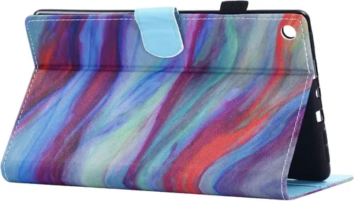 Vista 5 de Funda para tableta Amazon Kindle Fire HD 8 (8ª/7ª/6ª generación, 2018/2017/2016), con portalápices, bolsillo para tarjetas, imán de piel sintética