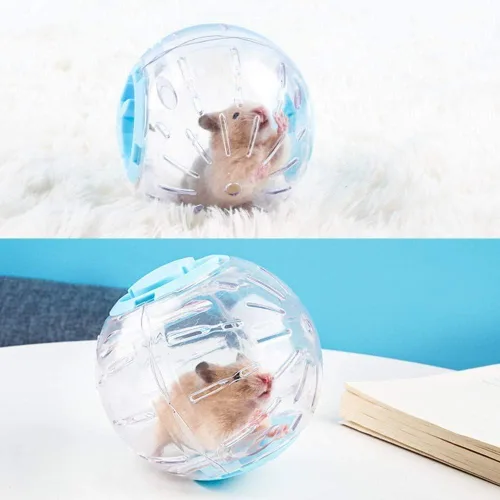 Vista 5 de Flash - Bola de cristal de hámster enano para hámsters de menos de 4 pulgadas, juguete de ejercicio de actividad para correr, transparente