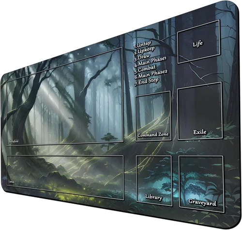 Vista 22 de MTG - Tapete de juego con bordes cosidos, parte inferior de goma antideslizante, tapete de juego TCG para gatos, superficie de goma lisa, tapete