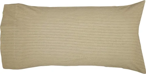 Vista 5 de Juego de 2 fundas de almohada de algodón a rayas color caqui y marrón