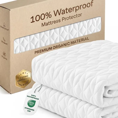 Vista 9 de Protector de colchón individual 100% impermeable, protección 360 contra derrames, manchas y accidentes para padres y dueños de mascotas, viscosa