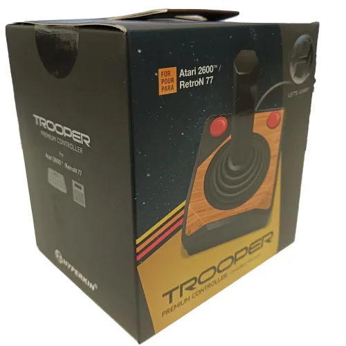 Vista 4 de Hyperkin "Trooper" Premium Controller for Atari 2600/ RetroN 77 (Color May Vary) Joystick clásico con botones duales, cable extralargo de 10 pies