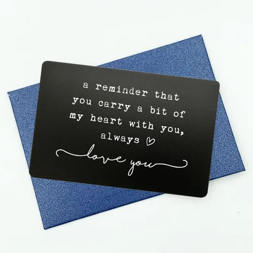Vista 3 de Wallet Insert, Engraved Gift For Him, Valentine’s Day Gift, Birthday Gift, Hubby Gift, Engraved Wallet Insert Card, Reminder You Carry My Heart