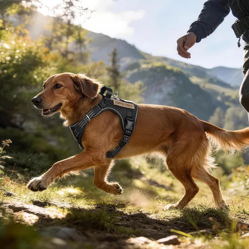 Vista 9 de rabbitgoo - Arnés para perros pequeño sin tirones, chaleco táctico de servicio con Molle y asa de control, arnés militar ajustable y reflectante