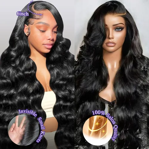 Vista 2 de Pelucas de cabello humano ondulado con encaje frontal de 13 x 6 pulgadas, pelucas de cabello humano real de 180 % de densidad HD, transparente, sin