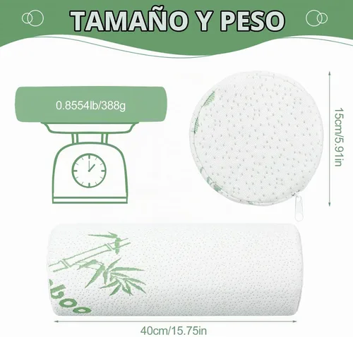 Vista 2 de Bucherry 1 Pieza 40 x 15 cm Almohada Cervical Enrollable de Espuma de Memoria Cilíndrica Almohada de Apoyo para el Cuello Redonda para Cama