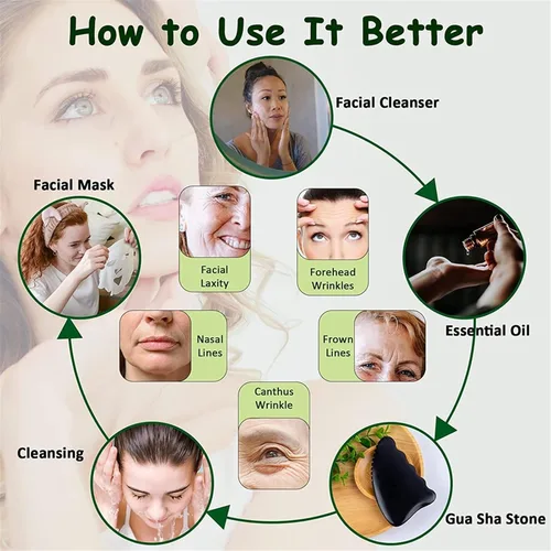 Vista 6 de Gua Sha Herramientas de masaje corporal de 9 bordes Gua Sha Bian piedra Gua Sha con crestas Gua Sha, herramienta de masaje para raspar 1 pieza
