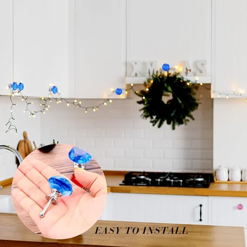 Vista 7 de Jetec 20 piezas tiradores de cristal para cajones pomos de gabinete 30mm pomos de diamante para aparador para cajones de aparador cocina estantería