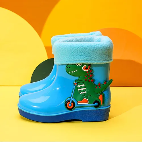 Vista 5 de Newborn Rain Boots Toddler Booties Warm Water Shoes Baby Girls Boys Waterproof Non-Slip Cartoon Dinosaur Footwear