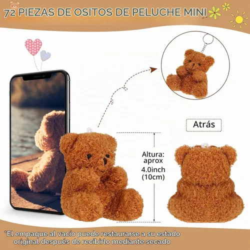 Vista 2 de Aoriher 6 piezas de mini oso de peluche de 4 pulgadas, color marrón