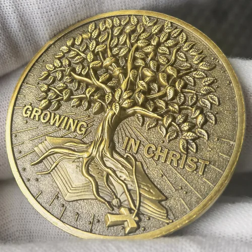 Vista 7 de Growing in Christ - Ficha de bolsillo con versículo bíblico de oro antiguo (4 unidades)