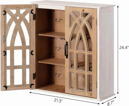 Vista 3 de Armario decorativo de pared totalmente ensamblado con puertas