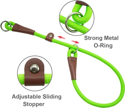 Vista 16 de MayPaw Collar ajustable de cuerda de nailon para entrenamiento de perros, collares de perro Martingala redondos sin tirones para perros pequeños