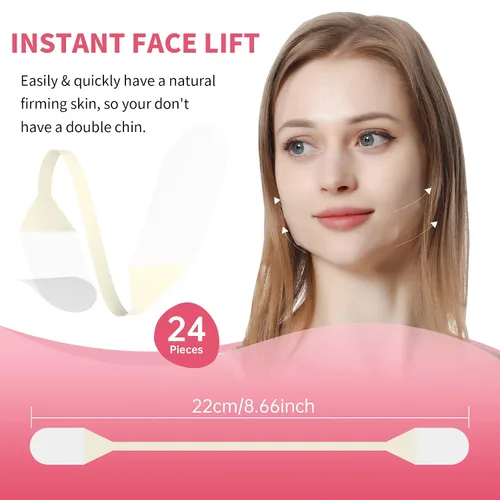 Vista 4 de DB11 Cinta de estiramiento facial, 24 unidades, cinta invisible ultrafina para rostro instantáneo, estiramiento facial en V, estiramiento facial