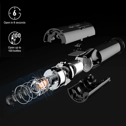 Vista 5 de Abridor eléctrico de botellas de vino, abridor automático de sacacorchos de vino, funciona con pilas. Abridor de botón de un clic con cortador