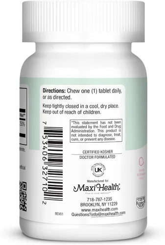 Vista 3 de Maxi Health Suplemento masticable de vitamina D3 de 2000 UI – Delicioso sabor natural de goma de mascar – Apoya la absorción de calcio, la salud