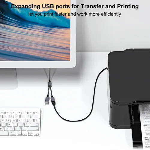 Vista 5 de Jasput Cable USB a USB, cable de carga USB macho a hembra y cable USB doble de transferencia de datos, cable de carga múltiple para TV, luz, carga