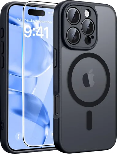 Vista 73 de FNTCASE - Funda para iPhone 16 Pro: magnética, mate, translúcida, de grado militar, protectora contra caídas, resistente, fina, duradera y a prueba