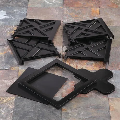 Vista 3 de Miles Kimball Chippendale - Maceta color negro, soporte para plantas para jardín, patio y césped, 14 ¾ pulgadas cuadradas x 13 ¼ de alto en total