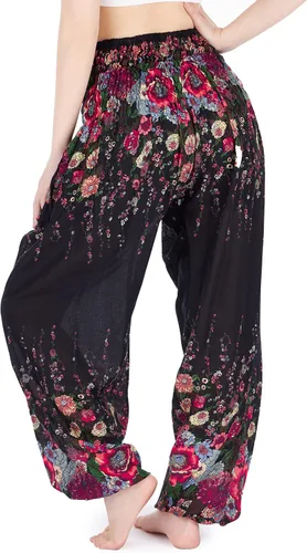 Vista 4 de Lannaclothesdesign Pantalones de harén para mujer, cintura alta, pantalones de yoga bohemios con bolsillos, ropa hippie bohemia