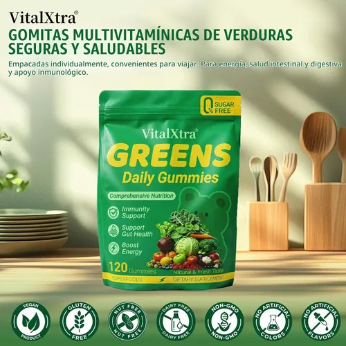 Vista 8 de Gomitas de verduras para adultos sin azúcar, gomitas de verduras diarias