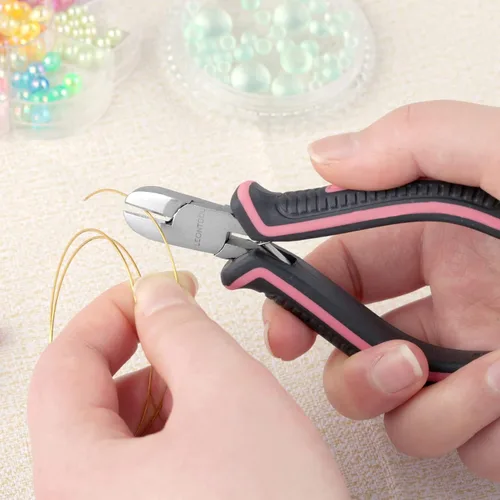 Vista 3 de Mini alicates de corte diagonal de 4 pulgadas, cortadores laterales con resorte Mini Diagonal Wire Cutters, for Jewelry Making, Artificial