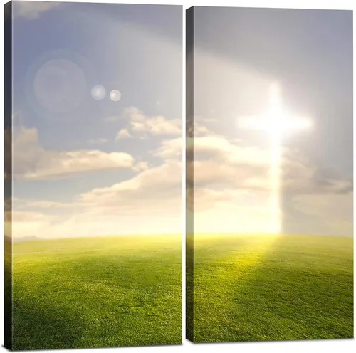 Vista 11 de Lienzo decorativo para pared, juego de 2 piezas, impresiones decorativas con múltiples paneles divididos, imagen de café latte de 24 x 24 pulgadas