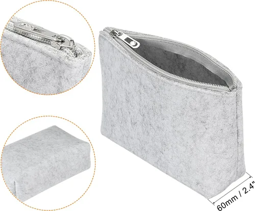 Vista 4 de PATIKIL Estuche de fieltro para lápices, paquete de 2 unidades, bolsa de almacenamiento de artículos de papelería con cremallera para organizador