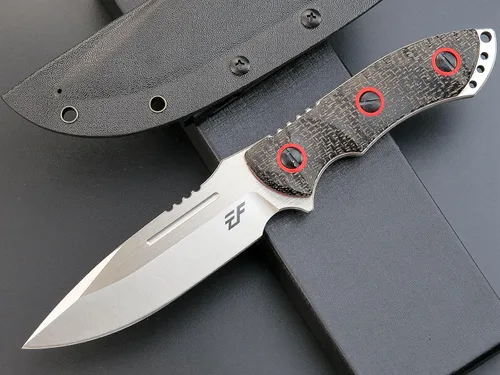Vista 2 de Eafengrow EF139 Cuchillo de hoja fija, hoja de acero de 60.6 in, mango Micarta con espiga completa, herramienta EDC cuchillo recto para trabajar