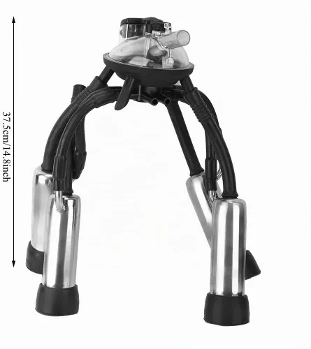 Vista 7 de Racimo de ordeño, racimo de ordeño de vaca gruesa de goma de acero inoxidable de 240 CC con un gancho, colector de leche de vaca de estructura