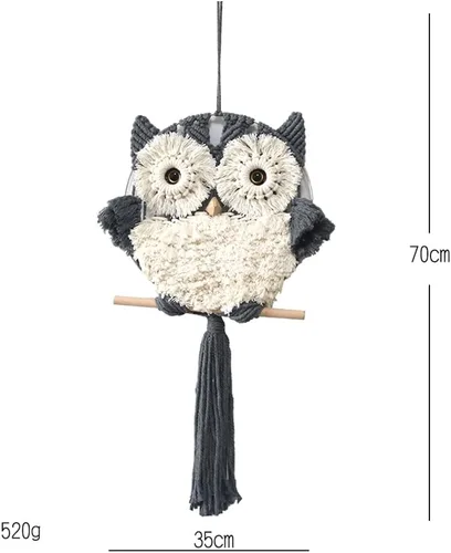 Vista 4 de Tapiz de macramé para colgar en la pared, tapiz decorativo hecho a mano, tejido bohemio, adorno bohemio de animales para colgar en la pared