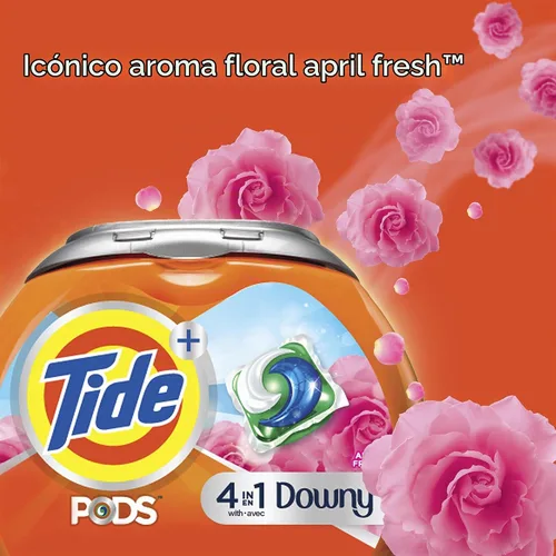 Vista 4 de Tide PODS con detergente líquido Downy, April Fresh, 12