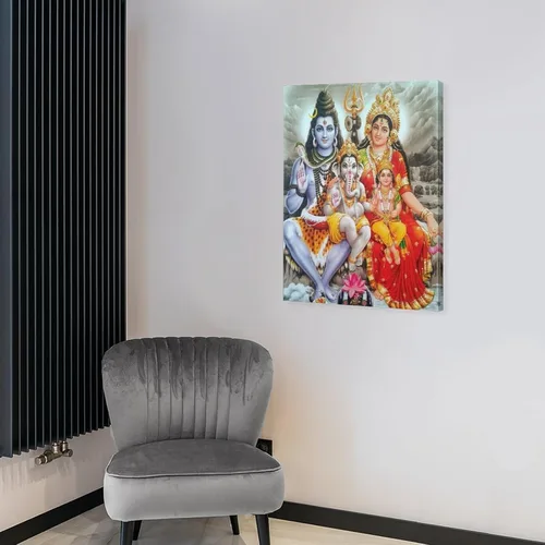 Vista 6 de Póster artístico con texto en inglés «Lord Shiva And His Family» («Lord Shiva And His Family») - Póster decorativo moderno para decorar la pared