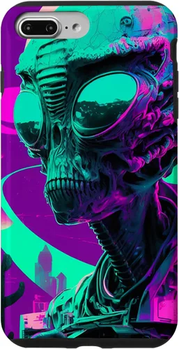 Vista 9 de iPhone 12 Pro Max Cool Retro Alien Sunset Tropical Trippy Vaporwave Sky Art Case