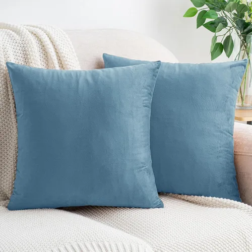 Vista 45 de HWY 50 fundas de almohada decorativas de terciopelo sólido para sofá, sala de estar., Terciopelo, gris, 20x20 pulgadas