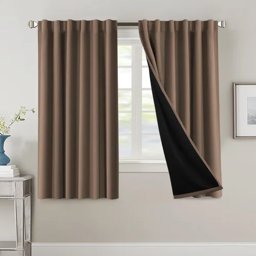 Vista 145 de H.VERSAILTEX Cortinas 100% opacas para dormitorio con forro negro, cortinas de oscurecimiento de habitación completa, con aislamiento térmico