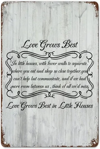 Vista 8 de LUIJORGY Letrero de metal rústico con letras familiares, decoración de pared, diseño de amor crece mejor en casas pequeñas, placa retro positiva