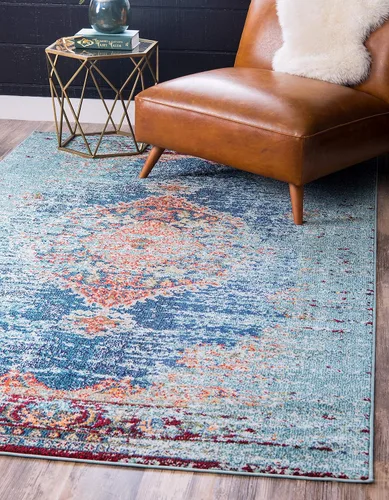 Vista 16 de Unique Loom - Alfombra de la colección Edinburgh - Monroe (2 x 6 pies 1 pulgada, pasillo, azul/marrón)
