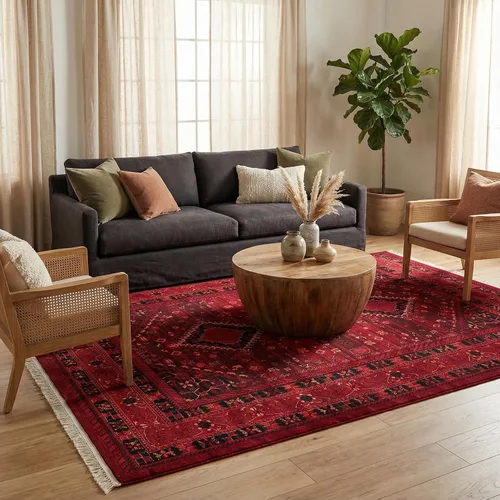 Vista 10 de Unique Loom Tekke Collection - Alfombra de área Sheibani (2' 2" x 3' 1", rectangular, rojo/negro)