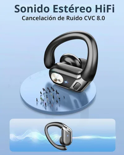 Vista 6 de Auriculares inalámbricos, Bluetooth 5.4 2026 deportivos, auriculares Bluetooth con micrófono ENC con cancelación de ruido, auriculares inalámbricos