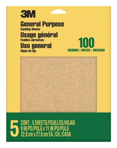 Vista 4 de 3M Papel de lija, paquete surtido de grano 100-150-220, 6 hojas, 3-2/3 x 9 pulgadas, lija pintura, madera y metal, ideal para lijado de uso general