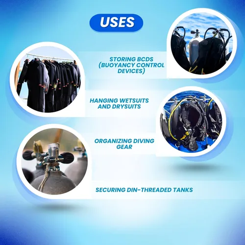 Vista 6 de Scuba Choice Percha para trajes de neopreno y trajes secos: percha resistente para BCD, trajes de neopreno y almacenamiento de equipos de buceo