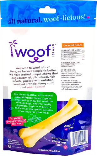 Vista 2 de Coconut Bones - Golosinas de coco naturales para mascotas de primera calidad para perros, masticables saludables para cachorros, ricos en vitaminas