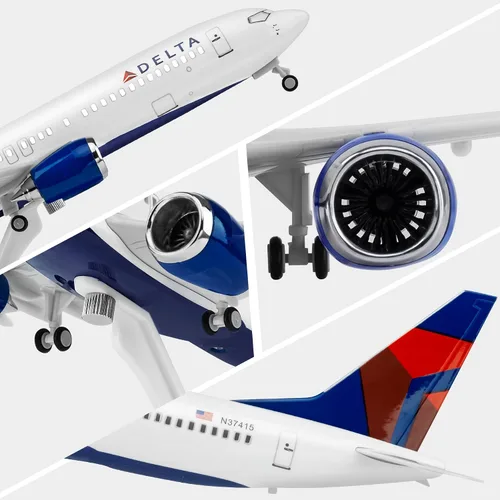 Vista 2 de Joylludan 1:130 Delta Plane Modelo Aleación Diecast Aviones con luz LED