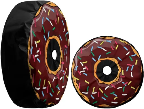 Vista 3 de Funda para neumático de repuesto tipo dona con orificio para cámara de respaldo, cubierta de rueda para neumáticos, apta para remolques, vehículos