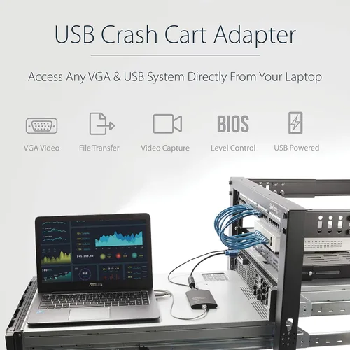 Vista 3 de StarTech Adaptador de carro de choque portátil para laptop, consola KVM USB/VGA y kit adaptador HDMI a VGA